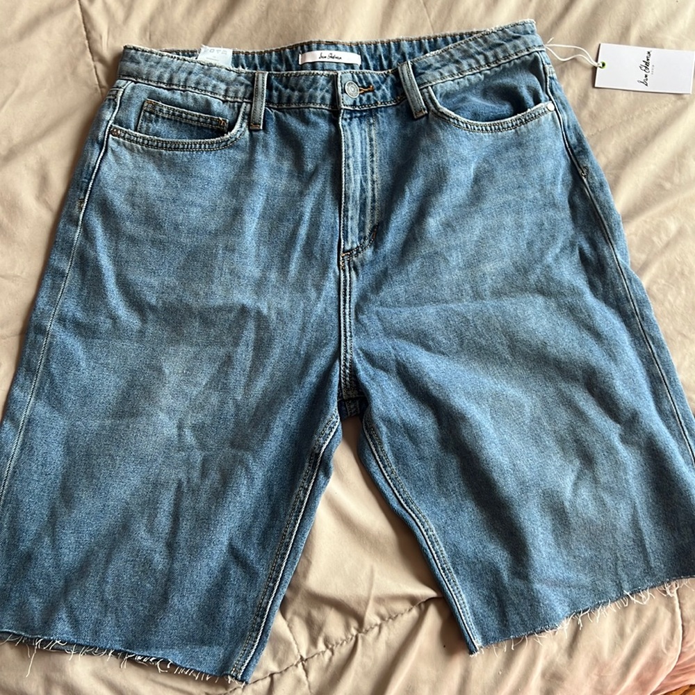 NWT Sam Edelman Women's Blue Denim High Rise The Stiletto Bermuda Shorts Size 14